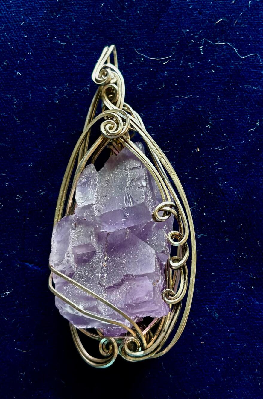 Raw Amethyst Crystal Artisan Custom Made Wire Wrapped Pendant 3.25 x 1.5 New